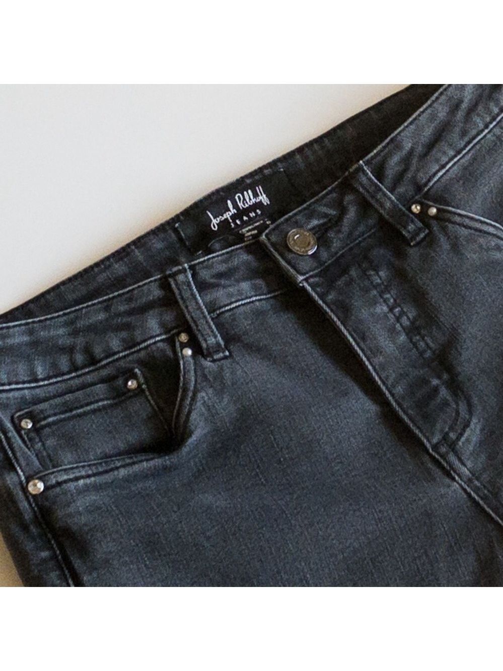 Joseph Ribkoff High Rise Black Faded Stretch Denim Jeans Cropped Womens Size 8 - Picture 9 of 13